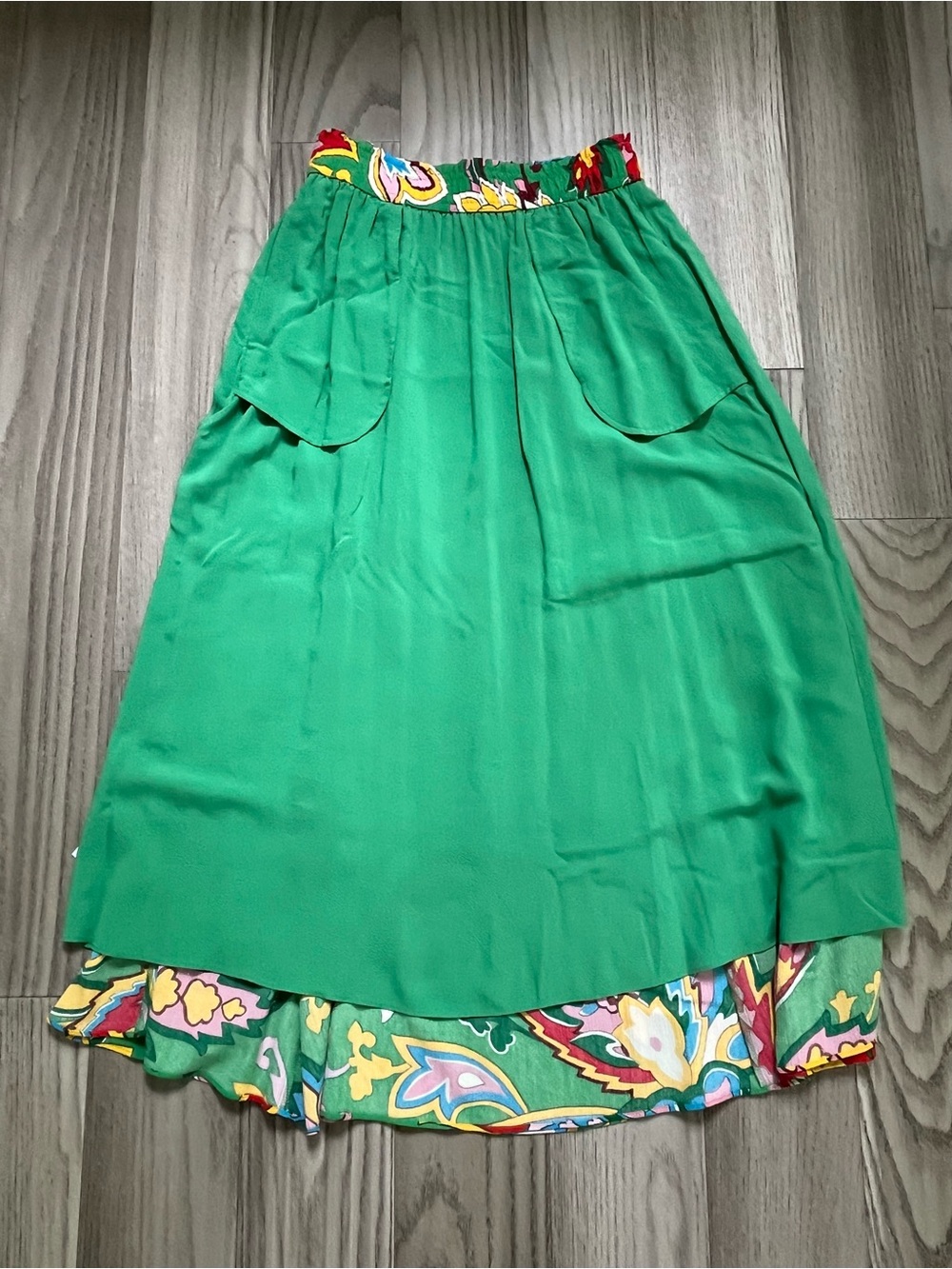 NWOT BODEN Crinkle Midi Skirt, Green, Paisley Azure Size 4R - Picture 6 of 10